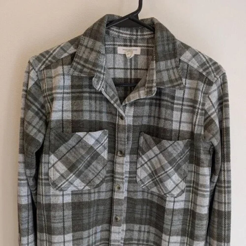 Beach Lunch Lounge Collection Flannel – XS Green & White Plaid